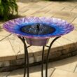Smart Solar Bell Flower Glass Solar Birdbath 20223R01