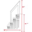 Aqua Select Anti-Slip in-Pool Steps, White, for Above Ground Swimming Pools, Can Mount to Decks 48" to 54" H