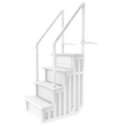 Aqua Select Anti-Slip in-Pool Steps, White, for Above Ground Swimming Pools, Can Mount to Decks 48" to 54" H