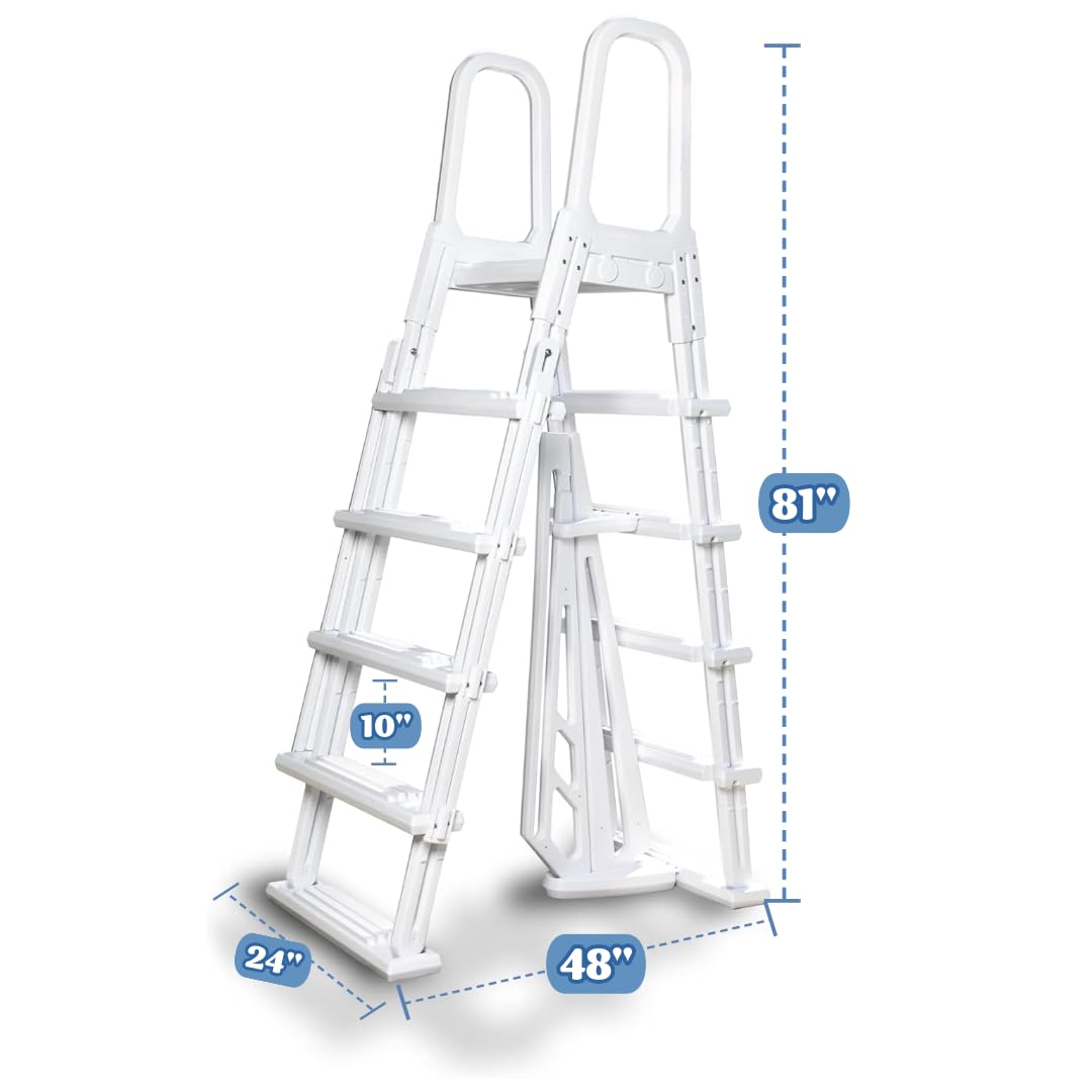 Poolzilla Pool Step Ladder for Above Ground Pools - A-Frame Flip Up Ladder w/Non Skid Platform - for 48’’ to 54’’ in. Above Ground Pools Poolzilla Pool Step Ladder for Above Ground Pools - A-Frame Flip Up Ladder w/Non Skid Platform - for 48’’ to 54’’ in. Above Ground Pools - Image 6