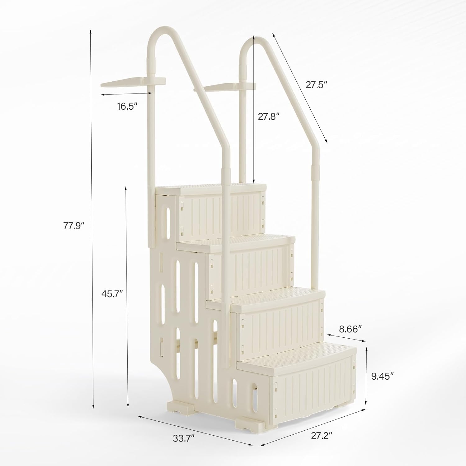 VINGLI Pool Ladder Heavy-Duty Safety Step for Above Ground Pools Stair Entry System with Handrails, White and Grey (White, 4 Steps) VINGLI Pool Ladder Heavy-Duty Safety Step for Above Ground Pools Stair Entry System with Handrails, White and Grey (White, 4 Steps) - Image 5
