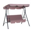 Outsunny 3-Seat Outdoor Patio Swing Chair with Removable Cushion, Steel Frame Stand and Adjustable Tilt Canopy for Patio, Brown