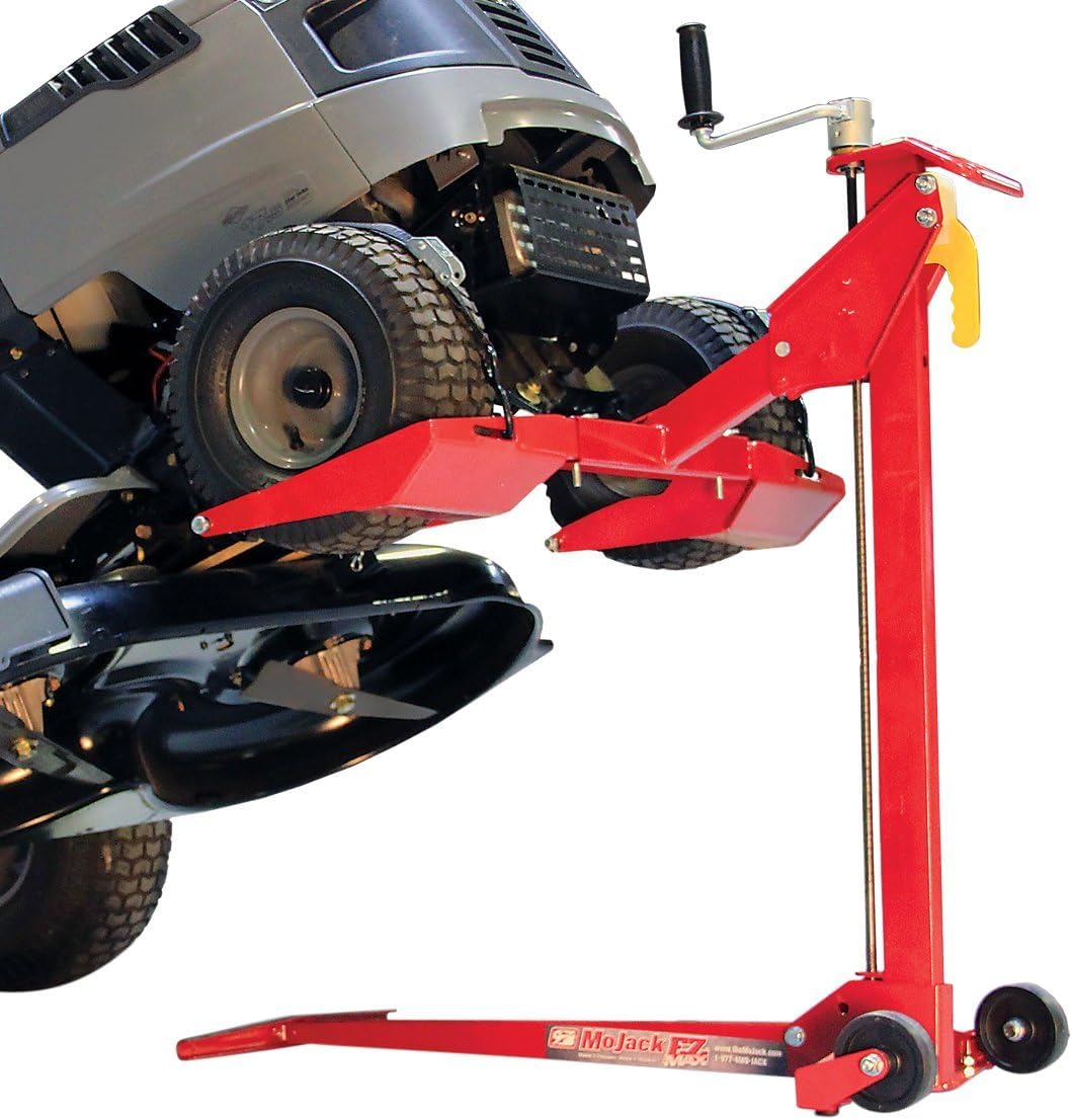 MoJack EZ Max - Riding Lawn Mower Lift, 450lb Lifting Capacity, Fits Most Residential & ZTR Mowers, Space-Saving Folding, Red MoJack EZ Max - Riding Lawn Mower Lift, 450lb Lifting Capacity, Fits Most Residential & ZTR Mowers, Space-Saving Folding, Red