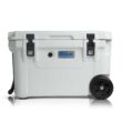Blue Coolers Ice Vault – 60 Quart Roto-Molded Ice Cooler, Arctic White with Wheels
