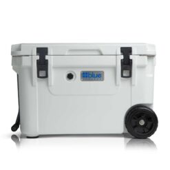 Blue Coolers Ice Vault – 60 Quart Roto-Molded Ice Cooler, Arctic White with Wheels