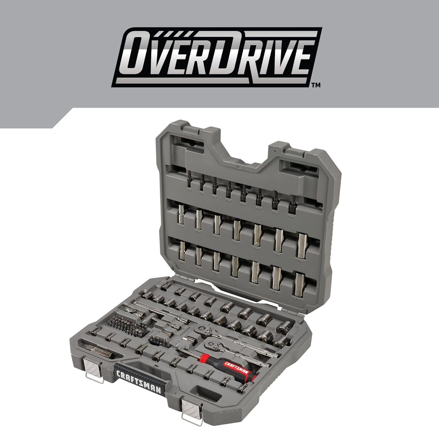 CRAFTSMAN OVERDRIVE 99-Piece Gunmetal Chrome Mechanics Tool Set, Standard SAE/Metric Socket Set, with Hard Case (CMMT99099) CRAFTSMAN OVERDRIVE 99-Piece Gunmetal Chrome Mechanics Tool Set, Standard SAE/Metric Socket Set, with Hard Case (CMMT99099) - Image 5