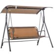 Outsunny 3-Person Porch Swing with Stand, Outdoor Swing for Patio Porch, Brown