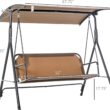 Outsunny 3-Person Porch Swing with Stand, Outdoor Swing for Patio Porch, Brown