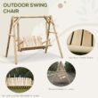 Outsunny 2-Seat Porch Swing with Stand, Wooden Patio Swing Chair Bench, for Garden, Poolside, Backyard, Natural