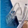 Vinyl Works 24 Inch in Pool Step Ladder, Adjustable Stair Entry System with Handrails and Non-Slip Surface, White