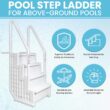 Poolzilla Premium Pool Step Ladder for Above Ground Pools - Deck Mounted Ladder w/Double Handrails