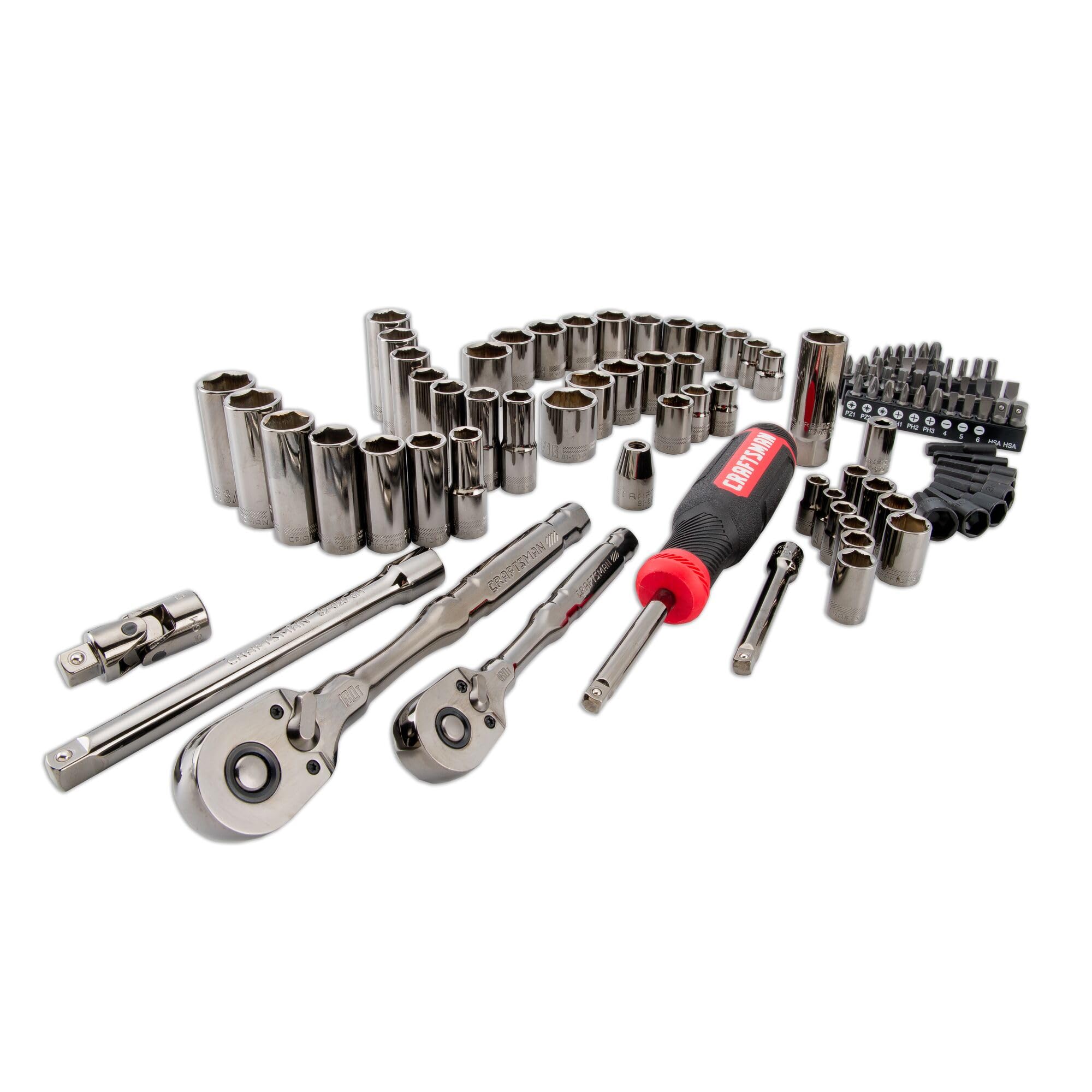 CRAFTSMAN OVERDRIVE 99-Piece Gunmetal Chrome Mechanics Tool Set, Standard SAE/Metric Socket Set, with Hard Case (CMMT99099) CRAFTSMAN OVERDRIVE 99-Piece Gunmetal Chrome Mechanics Tool Set, Standard SAE/Metric Socket Set, with Hard Case (CMMT99099) - Image 2