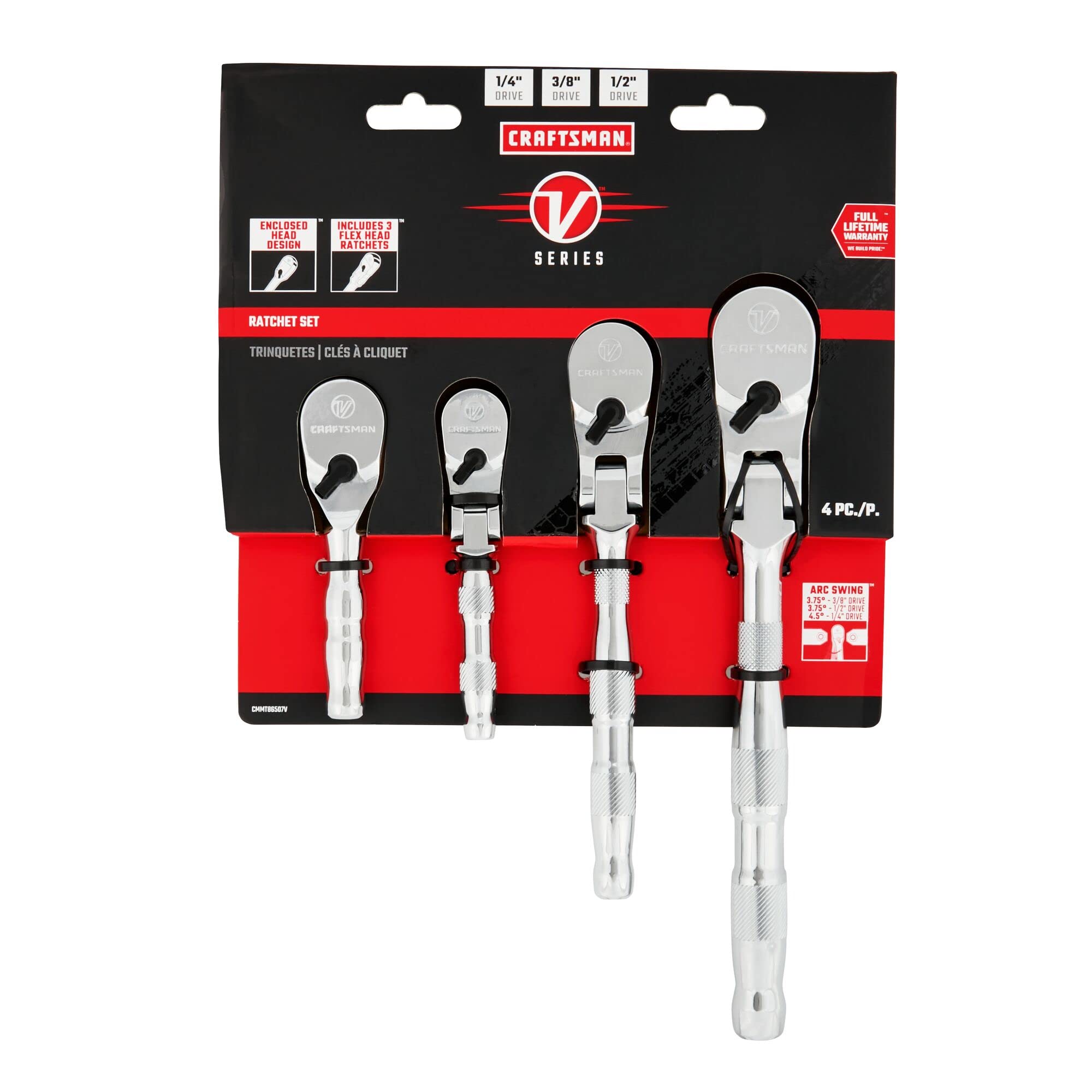 CRAFTSMAN V-SERIES Ratchet Set, Flexible Head, 4 Piece (CMMT86507V) CRAFTSMAN V-SERIES Ratchet Set, Flexible Head, 4 Piece (CMMT86507V) - Image 7