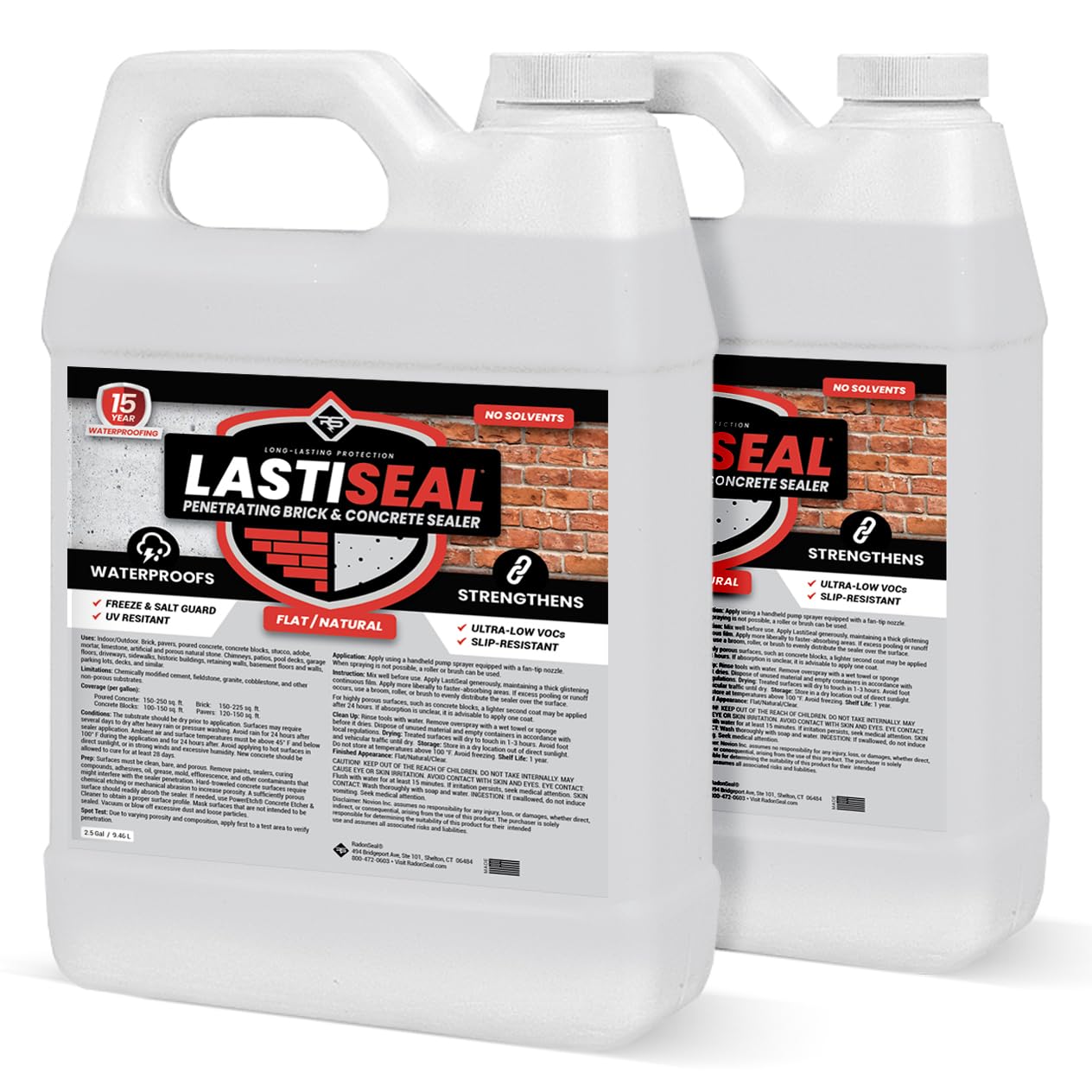 LastiSeal Brick & Concrete Sealer - Waterproofs & Strengthens Brick, Concrete, Pavers, Porous Stone - Flat/Natural - 5 Gals LastiSeal Brick & Concrete Sealer - Waterproofs & Strengthens Brick, Concrete, Pavers, Porous Stone - Flat/Natural - 5 Gals