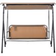 Outsunny 3-Person Porch Swing with Stand, Outdoor Swing for Patio Porch, Brown