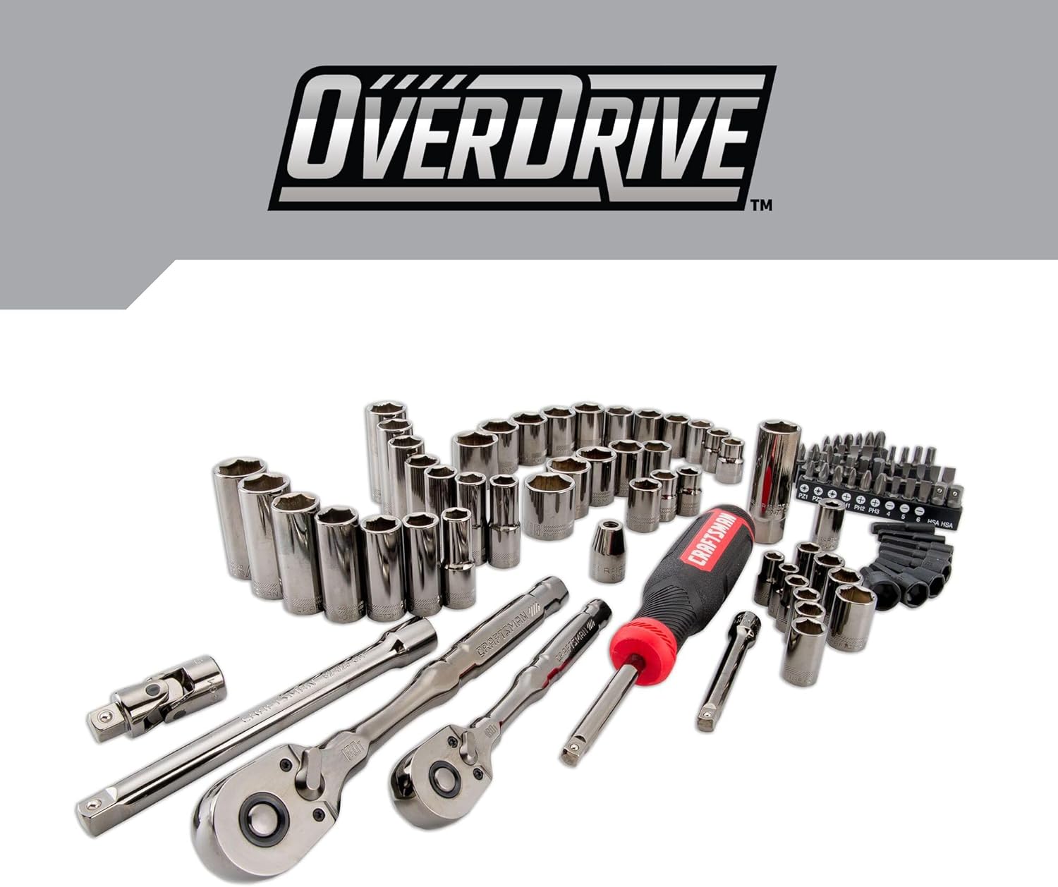 CRAFTSMAN OVERDRIVE 99-Piece Gunmetal Chrome Mechanics Tool Set, Standard SAE/Metric Socket Set, with Hard Case (CMMT99099) CRAFTSMAN OVERDRIVE 99-Piece Gunmetal Chrome Mechanics Tool Set, Standard SAE/Metric Socket Set, with Hard Case (CMMT99099) - Image 6