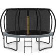JUMPZYLLA Trampoline Outdoor 14FT with Enclosure and Ladder, ASTM Approved Recreational Trampoline for Kids and Adults, Anti-Rust Coated Frame, Gray