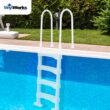 Vinyl Works Snap & Lock Pool Ladder, Plastic Step Ladder for Above Ground or In Ground Swimming Pool, White