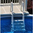 Vinyl Works 24 Inch in Pool Step Ladder, Adjustable Stair Entry System with Handrails and Non-Slip Surface, White