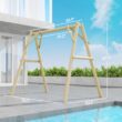 Outsunny 660 lbs Porch Swing Frame, Heavy Duty A-Frame Wooden Swing Stand for DIY Painting, Freestanding Hanging Chair Stand Only