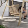 Outsunny 660 lbs Porch Swing Frame, Heavy Duty A-Frame Wooden Swing Stand for DIY Painting, Freestanding Hanging Chair Stand Only