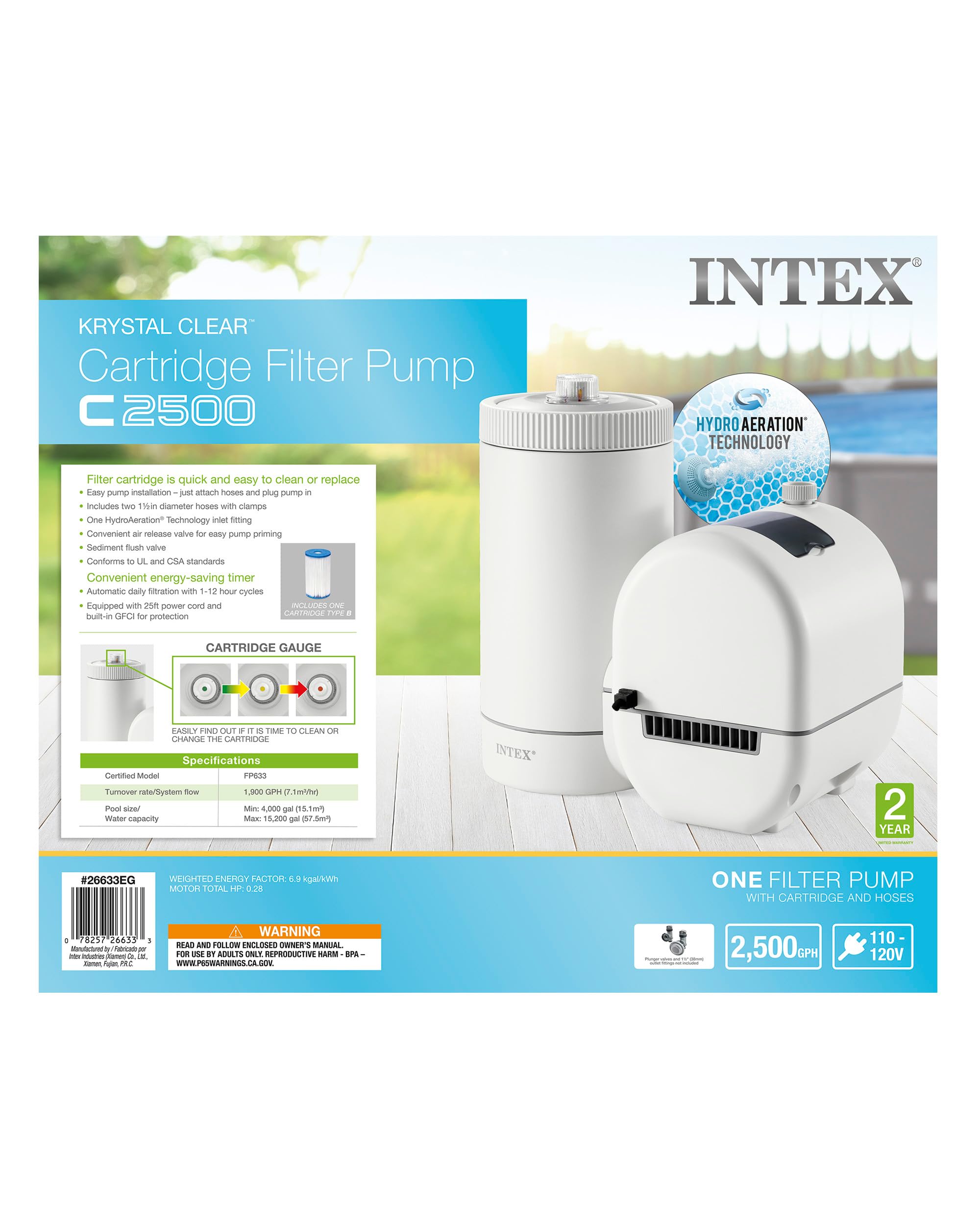INTEX C2500 Cartridge Filter Pump with GFCI INTEX C2500 Cartridge Filter Pump with GFCI - Image 2