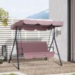 Outsunny 3-Seat Outdoor Patio Swing Chair with Removable Cushion, Steel Frame Stand and Adjustable Tilt Canopy for Patio, Brown