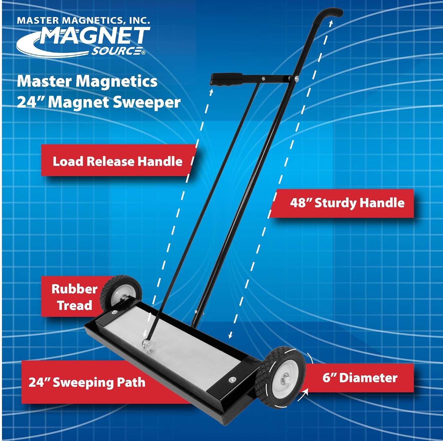 Master Magnetics Heavy Duty Magnetic Sweeper - Heavy Duty Push-Type with Release, 24" Sweeping Width, MFSM24RX Master Magnetics Heavy Duty Magnetic Sweeper - Heavy Duty Push-Type with Release, 24" Sweeping Width, MFSM24RX - Image 7