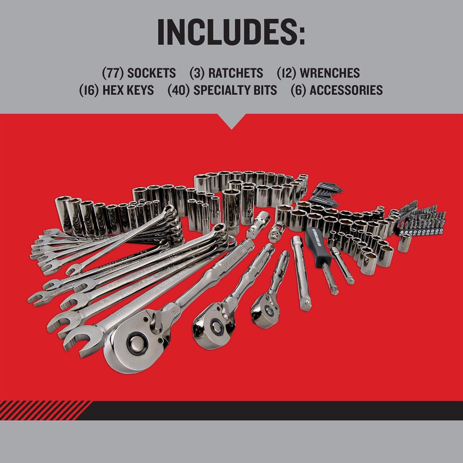 Craftsman OVERDRIVE 1/4 & 3/8 & 1/2 in. drive Metric/SAE 6 Point Mechanic's Tool Set 154 pc Craftsman OVERDRIVE 1/4 & 3/8 & 1/2 in. drive Metric/SAE 6 Point Mechanic's Tool Set 154 pc - Image 7