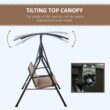 Outsunny 3-Person Porch Swing with Stand, Outdoor Swing for Patio Porch, Brown