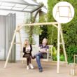 Outsunny 770lbs Porch Swing Frame, Heavy Duty A-Frame Wooden Swing Stand with Reinforced Bars, Freestanding Hanging Chair Stand Only