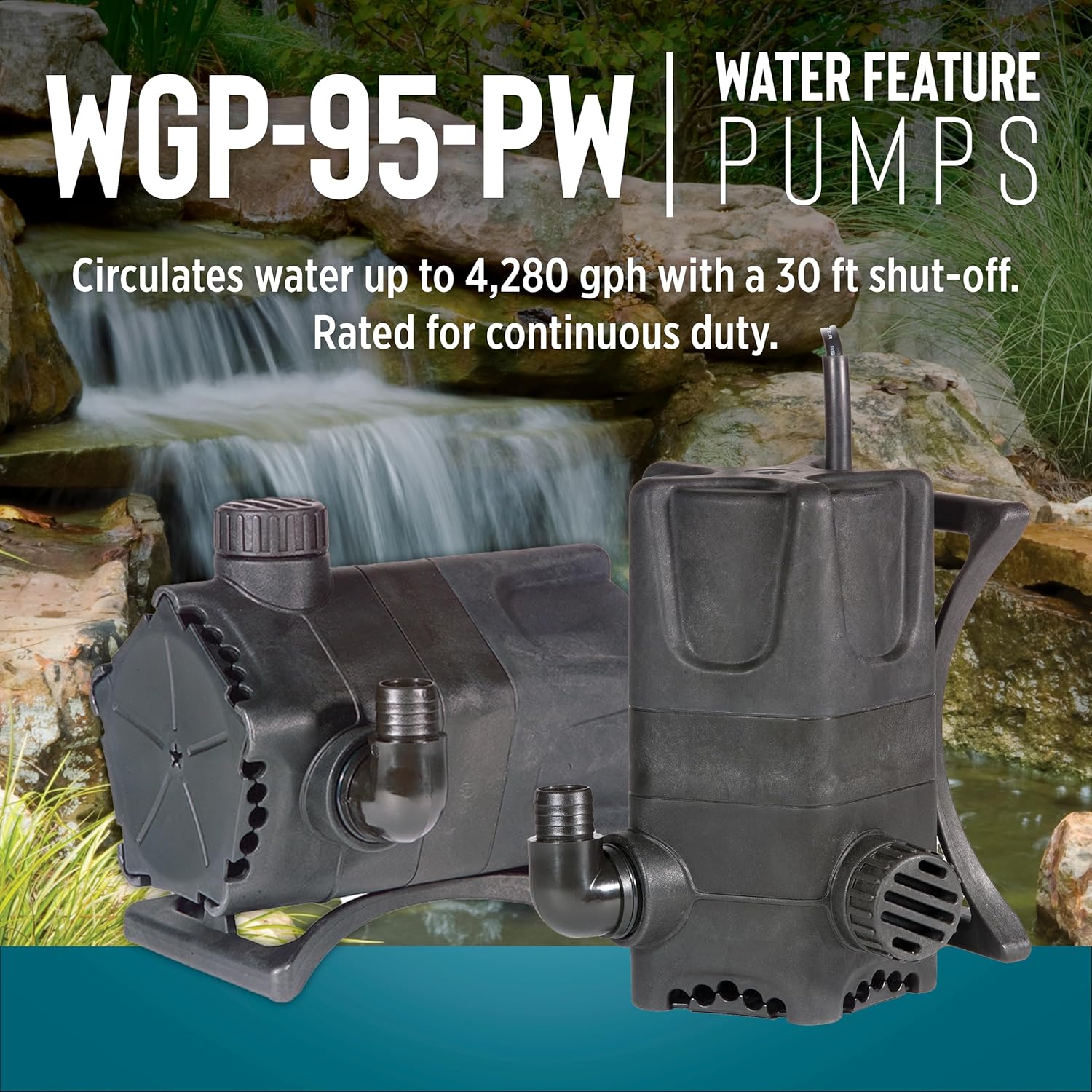 Little Giant WGP-95-PW 115 Volt, 4280 GPH Dual Discharge Direct Drive Submersible Waterfall and Pond Pump, Black, 566407 Little Giant WGP-95-PW 115 Volt, 4280 GPH Dual Discharge Direct Drive Submersible Waterfall and Pond Pump, Black, 566407 - Image 4