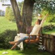 Outsunny Upgraded Wooden Porch Swing 3-Seater, 5 FT Outdoor Patio Swing Bench with Cupholders, Hanging Chains, Carbonized