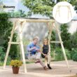 Outsunny 660 lbs Porch Swing Frame, Heavy Duty A-Frame Wooden Swing Stand for DIY Painting, Freestanding Hanging Chair Stand Only