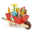 Tender Leaf Toys - Garden Wheelbarrow Set - Deluxe Garden Pretend Play Wooden Toy Set for Gardening