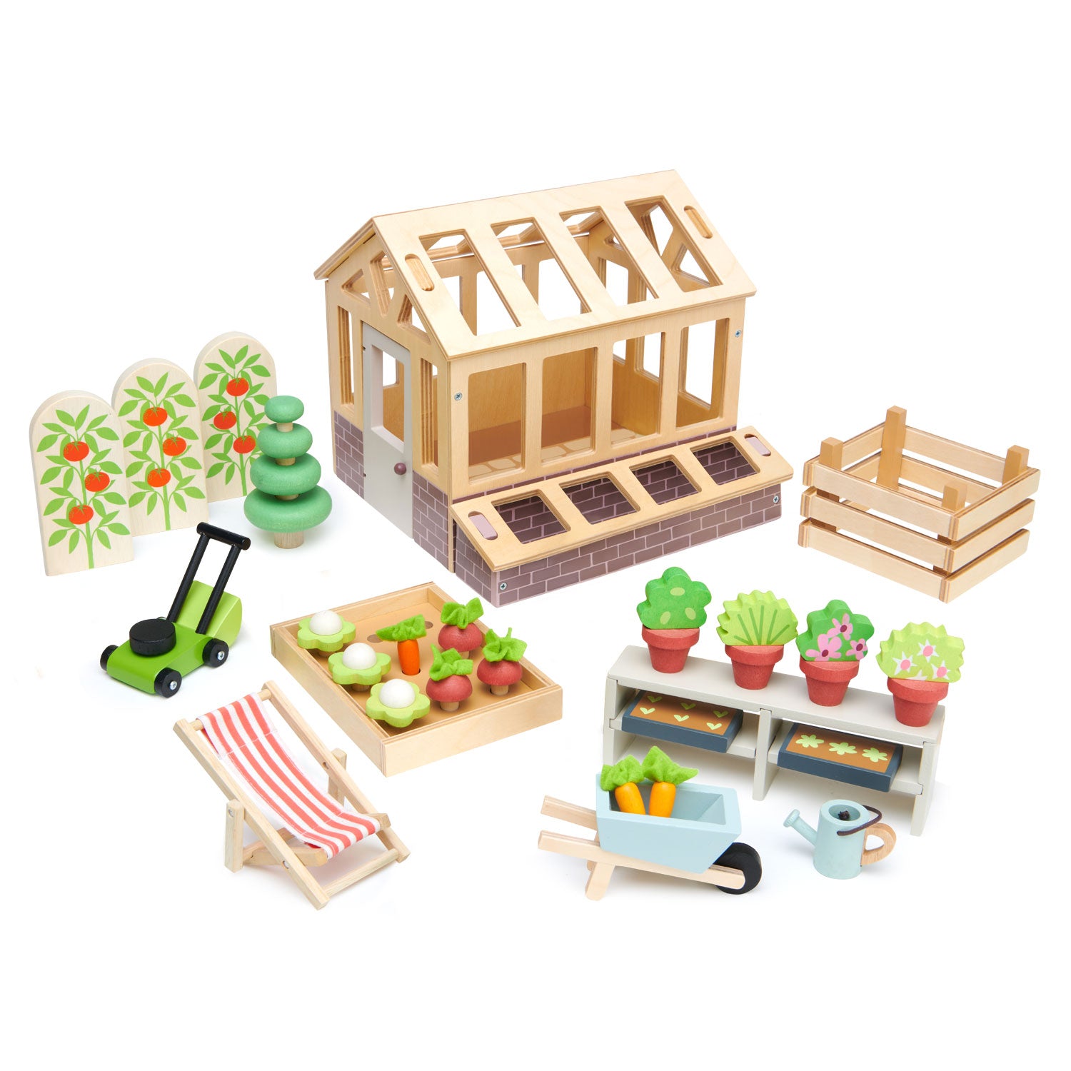 Tender Leaf Toys - Greenhouse Garden Set - 28 Pcs Natural Gardening Miniature Pretend Play Set, Wooden Harvest Farm Toys Tender Leaf Toys - Greenhouse Garden Set - 28 Pcs Natural Gardening Miniature Pretend Play Set, Wooden Harvest Farm Toys
