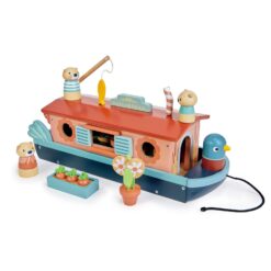 Tender Leaf Toys - Little Otter Canal Boat - 23 Pcs Furnished Wooden Boat Toy