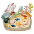 Tender Leaf Toys - My Little Rock Pool - 35 Piece Wooden Sea Life Set with Illustrated Drawstring Bag