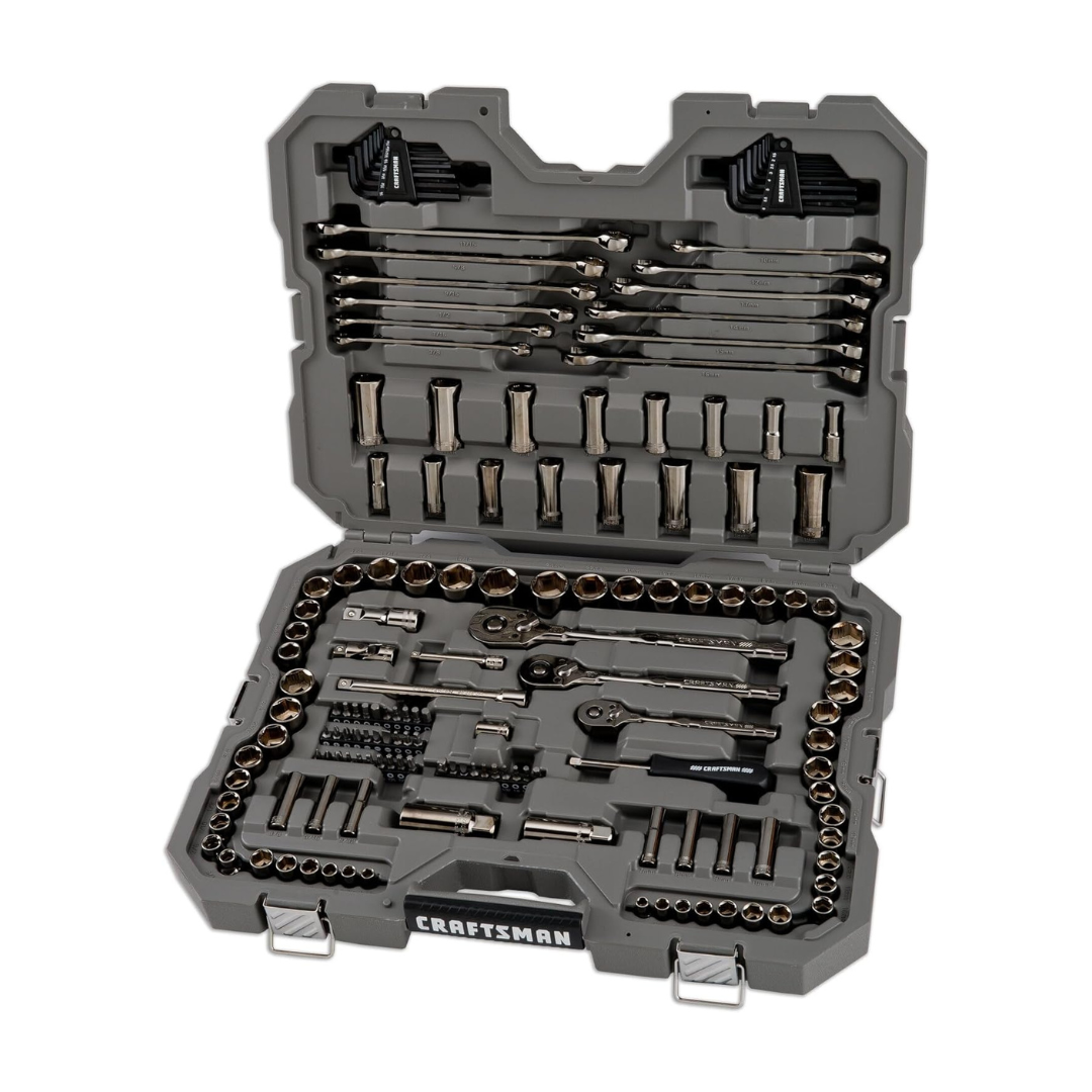 Craftsman OVERDRIVE 1/4 & 3/8 & 1/2 in. drive Metric/SAE 6 Point Mechanic's Tool Set 154 pc Craftsman OVERDRIVE 1/4 & 3/8 & 1/2 in. drive Metric/SAE 6 Point Mechanic's Tool Set 154 pc