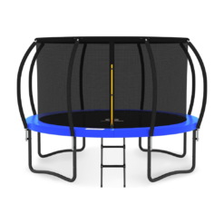 JUMPZYLLA Trampoline Outdoor 10FT with Enclosure and Ladder, ASTM Approved Recreational Trampoline for Kids and Adults, Anti-Rust Coated Frame, Blue