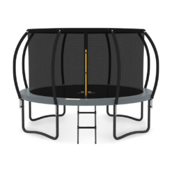 JUMPZYLLA Trampoline Outdoor 10FT with Enclosure and Ladder, ASTM Approved Recreational Trampoline for Kids and Adults, Anti-Rust Coated Frame, Gray