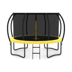 JUMPZYLLA Trampoline Outdoor 10FT with Enclosure and Ladder, ASTM Approved Recreational Trampoline for Kids and Adults, Anti-Rust Coated Frame, Yellow