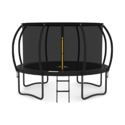 JUMPZYLLA Trampoline Outdoor 12FT with Enclosure and Ladder, ASTM Approved Recreational Trampoline for Kids and Adults, Anti-Rust Coated Frame, Black