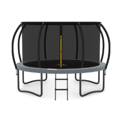 JUMPZYLLA Trampoline Outdoor 12FT with Enclosure and Ladder, ASTM Approved Recreational Trampoline for Kids and Adults, Anti-Rust Coated Frame, Gray