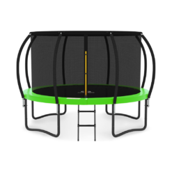 JUMPZYLLA Trampoline Outdoor 12FT with Enclosure and Ladder, ASTM Approved Recreational Trampoline for Kids and Adults, Anti-Rust Coated Frame, Green