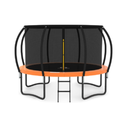 JUMPZYLLA Trampoline Outdoor 14FT with Enclosure and Ladder, ASTM Approved Recreational Trampoline for Kids and Adults, Anti-Rust Coated Frame, Orange