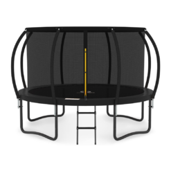 JUMPZYLLA Trampoline Outdoor 14FT with Enclosure and Ladder, ASTM Approved Recreational Trampoline for Kids and Adults, Anti-Rust Coated Frame, Black
