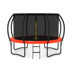 JUMPZYLLA Trampoline Outdoor 12FT with Enclosure and Ladder, ASTM Approved Recreational Trampoline for Kids and Adults, Anti-Rust Coated Frame, Red