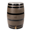 RTS Home Accents 50 Gal. Rain Barrel Woodgrain with Black Stripes Color with Brass Spigot 55100006005681