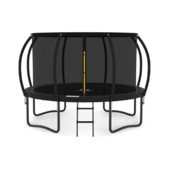 JUMPZYLLA Trampoline Outdoor 10FT with Enclosure and Ladder, ASTM Approved Recreational Trampoline for Kids and Adults, Anti-Rust Coated Frame, Black